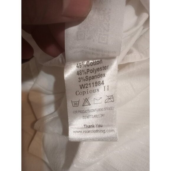 ROAR Buckle Enough Excuses Mens White Embroidered Long Sleeve Button Shirt Large - Picture 13 of 15